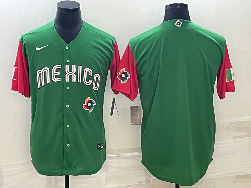 Men 2023 World Cub Mexico Blank Green Nike MLB Jersey3->more jerseys->MLB Jersey
